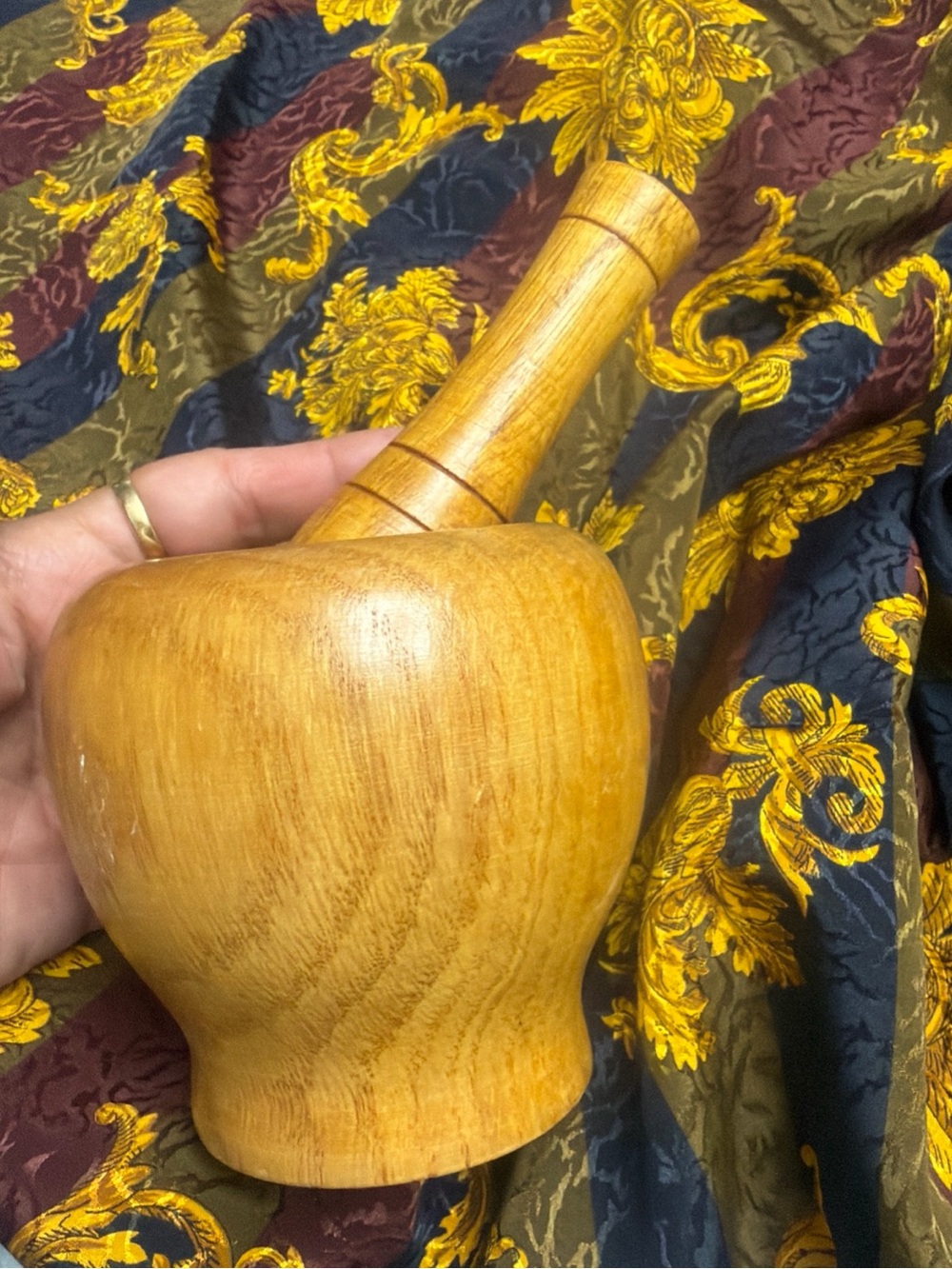 Vintage Wood Mortar and Pestle 4”